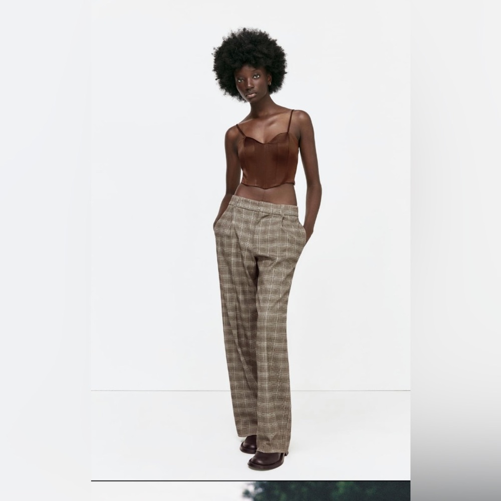 Zara Brown Satin Crop Top Size M